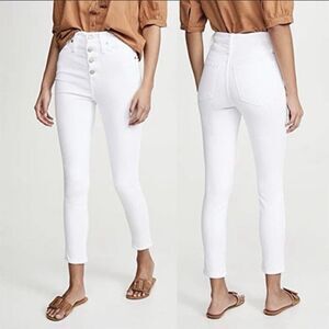 Madewell 10" High Rise Skinny Crop Jeans White Button Fly Denim Pants Women’s 27